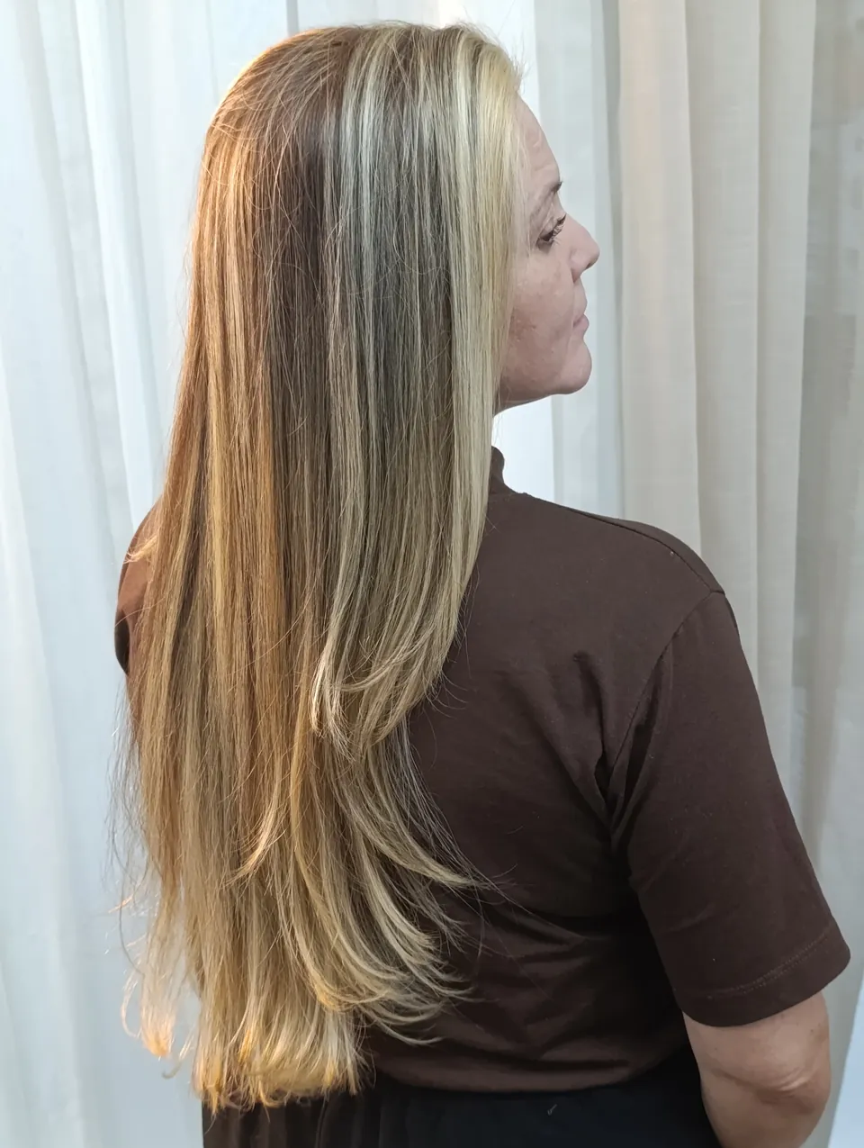 Luzes loiras finas em liso longo